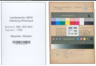 Entnazifizierung Wilhelm Muenker , geb. 13.05.1896 (Mueller)