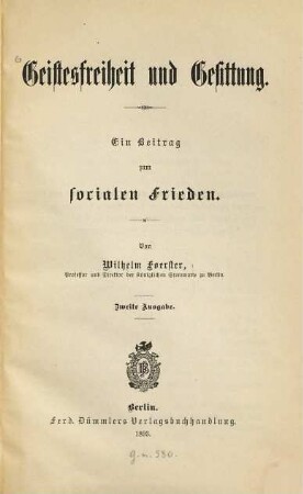 Geistesfreiheit und Gesittung