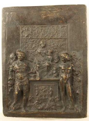 Thronende Madonna mit dem Kinde, von Heiligen umgeben