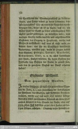 Siebenter Abschnitt. Von gequetschten Wunden