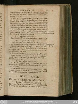 Locus XVII. De peccato in Spiritum Sanctum.