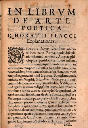 In librum de arte poet. Q. Horatii Explanationes