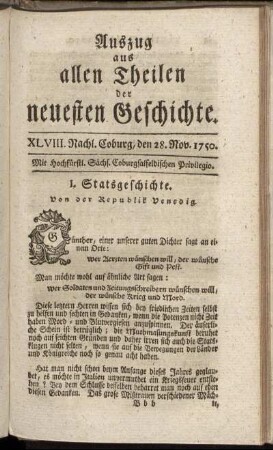 XLVIII. Nachl. Coburg, den 28. Nov. 1750.