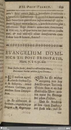 Evangelium Dominica XII. Post Trinitatis, Marc. 7. à v. 31-ult.