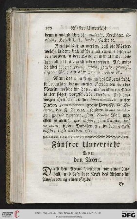 Fünfter Unterricht: Von dem Accent