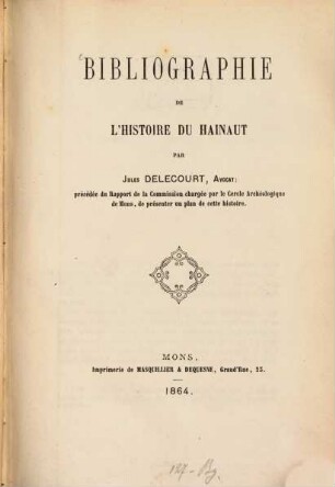 Bibliographie de l'Histoire du Hainaut