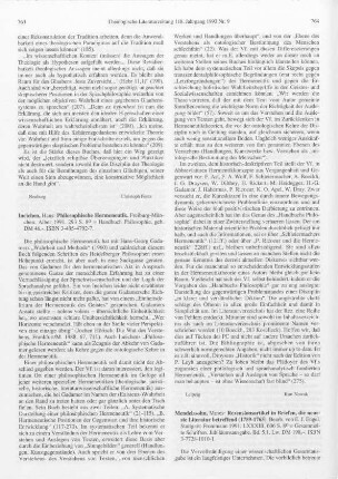 763-764 [Rezension] Ineichen, Hans, Philosophische Hermeneutik
