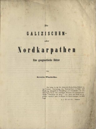 Die Galizischen oder Nordkarpathen