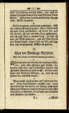 IV. Von der Vorsorge Gottes.