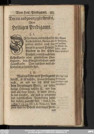 Der ein undzwanzigste Artikel, Vom Heiligen Predigamt.