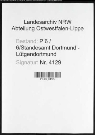 Sterberegister Standesamt Dortmund-Lütgendortmund (X)