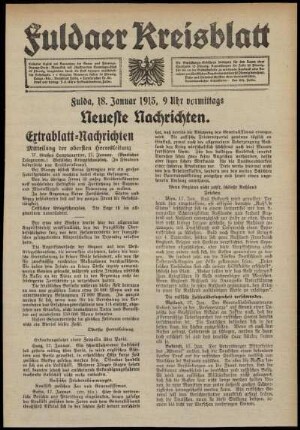 Erste Ausgabe vom Montag, den 18. Januar 1915.