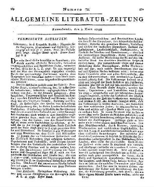Taschenbuch auf das Jahr 1798 für Natur- und Gartenfreunde. Tübingen: Cotta 1798