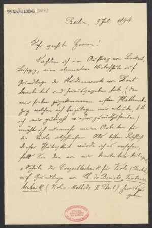 Brief an B. Schott's Söhne : 09.07.1894