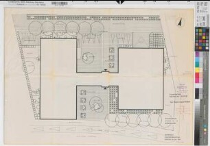 Münster (Münster) Neubau des Schulkollegiums Entwurf Außenanlagen 1962 1 : 100 58 x 81 Pause Staatsneubauleitung Münster Regierung Münster Nr. 34104
