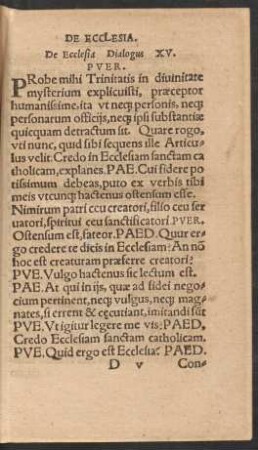 De Ecclesia Dialogus XV.