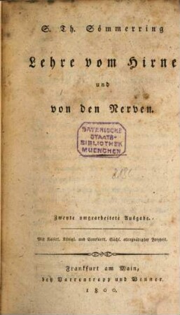 S. Th. Sömmerring Lehre vom Hirne und von den Nerven
