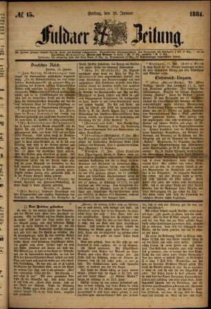 Ausgabe vom Freitag, den 18. Januar 1884.