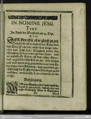 Leichenpredigt : Christliche Leich- und Ehrenpredigt, Text, Außlegung, Lehr und Erinnerung