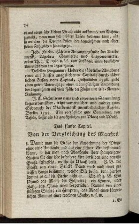 Das fünfte Capitel. Von der Vergleichung des Maaßes.
