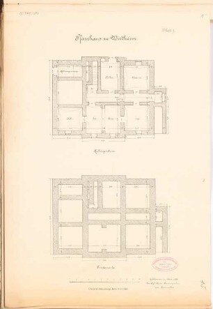 Pfarrhaus, Wirtheim: Grundrisse KG und Fundamente