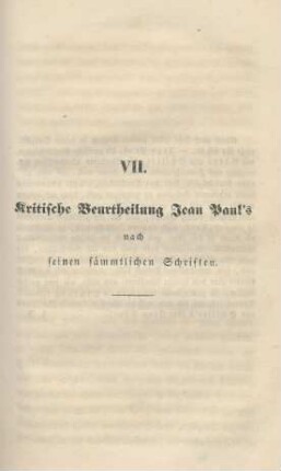 VII. Kritische Beurtheilung Jean Paul's nach seinen sämmtlichen Schriften