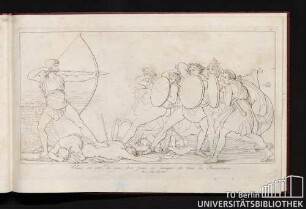 Ulisse se sert de son arc pour se venger de tous les Poursuivans. Hom. Ody. Ch. 22