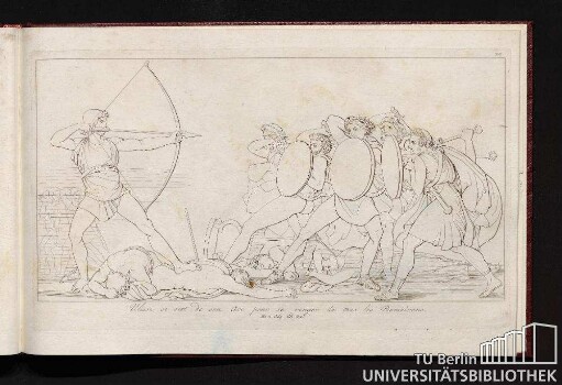Ulisse se sert de son arc pour se venger de tous les Poursuivans. Hom. Ody. Ch. 22