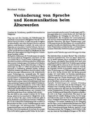 Veränderung von Sprache und Kommunikation beim Älterwerden
