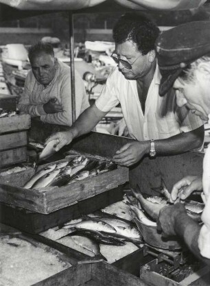 Chalkidiki, Fischer verkaufen ihre Ware in einem der kleinen Häfen