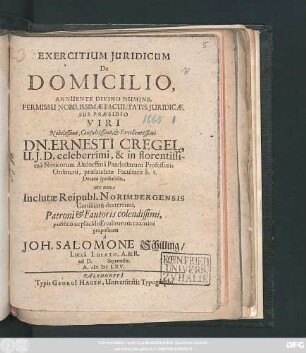 Exercitium Iuridicum De Domicilio