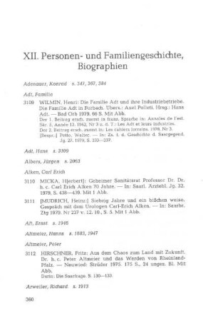 XII. Personen- und Familiengeschichte, Biographien