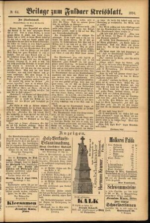 Zweite Ausgabe vom Samstag, den 02. Juni 1894.