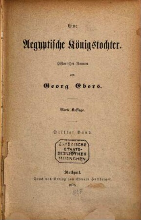 Eine Aegyptische Königstochter : historischer Roman, 3