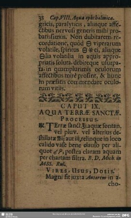 Caput IX. Aqua Terrae Sanctae