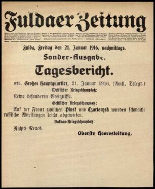 Ausgabe vom Freitag, den 21. Januar 1916.
