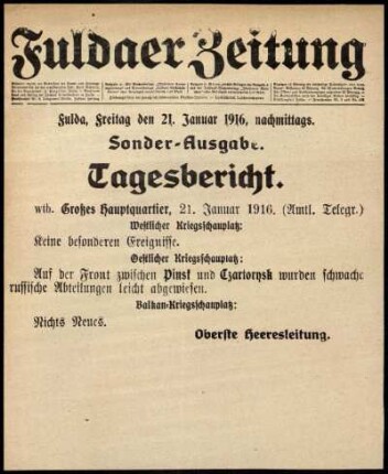 Ausgabe vom Freitag, den 21. Januar 1916.