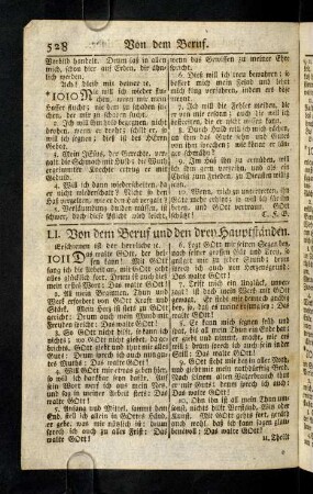 528-552, LI. Von dem Beruf und den drey Hauptstaenden