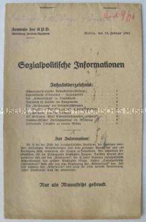 Mitteilungsblatt der KPD zu Fragen der Sozialpolitik