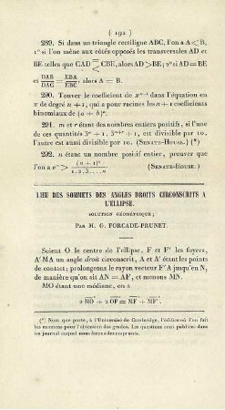 Lieu des sommets des angles drouts circonscrits a l´ellipse.