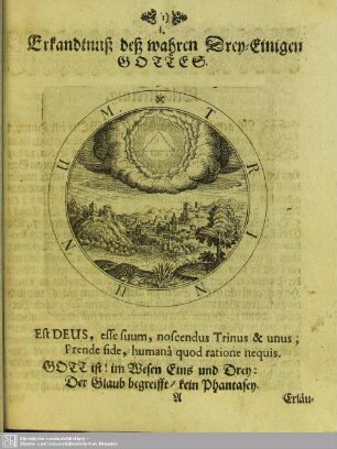 I. Erkandtnuß deß wahren Drey-Einigen Gottes