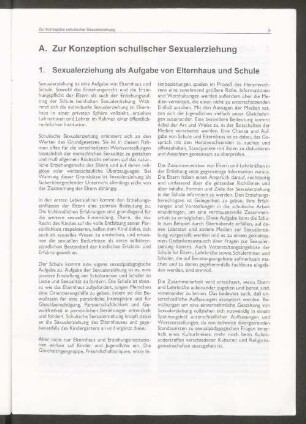 A. Zur Konzeption schulischer Sexualerziehung