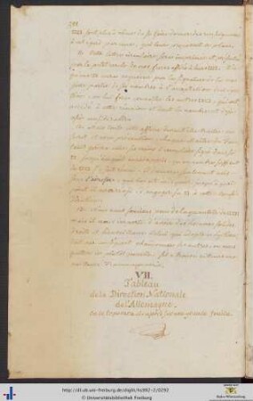 VII. Tableau de la Direction Nationale d'Allemagne.