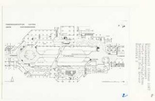 Verkehrsknotenpunkt, Essen-Leithe (Diplomarbeit bei Bernhard Hermkes): Lageplan und Grundriss Hauptfußgängerebene 1:1000