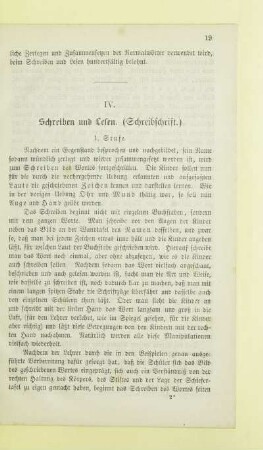 IV. Schreiben und Lesen. (Schreibschrift.)