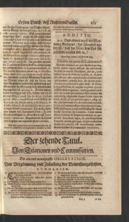 Der zehende Titul. Von Dilationen und Commissarien.