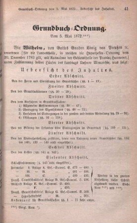 Grundbuch-Ordnung. Vom 5. Mai 1872.