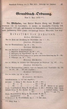 Grundbuch-Ordnung. Vom 5. Mai 1872.