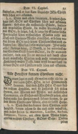 Das VII. Capitel. Alle Heuchler kennen Christum nicht.