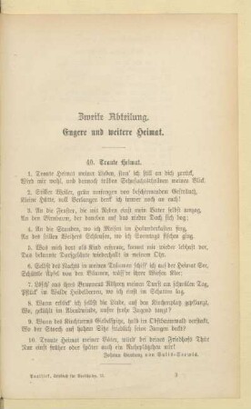Zweite Abteilung. Engere und weitere Heimat